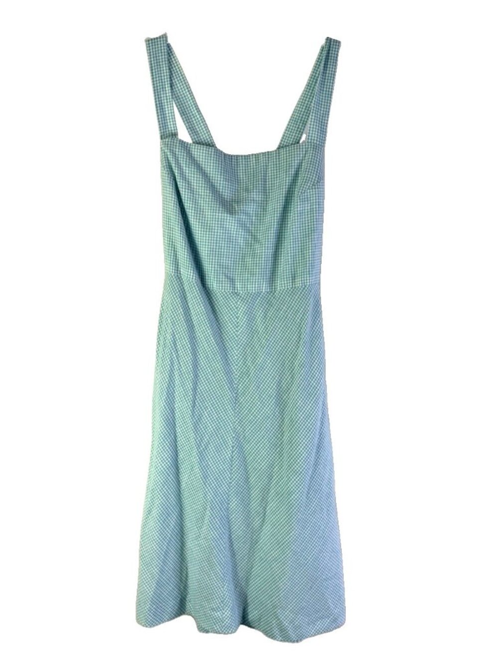 Vintage 70s Gingham Plaid Pinafore Dress Apron Rockabilly Pinup Retro